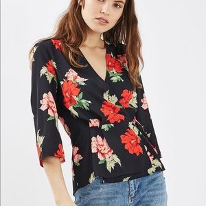 NWOT flawless floral wrap top by Topshop